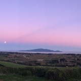 Moonset, sunrise (Peka Peka, New Zealand)